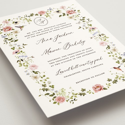 This is a sweet tea wedding invitations with standard by Sarah Knight called ornate printing on signature in standard
