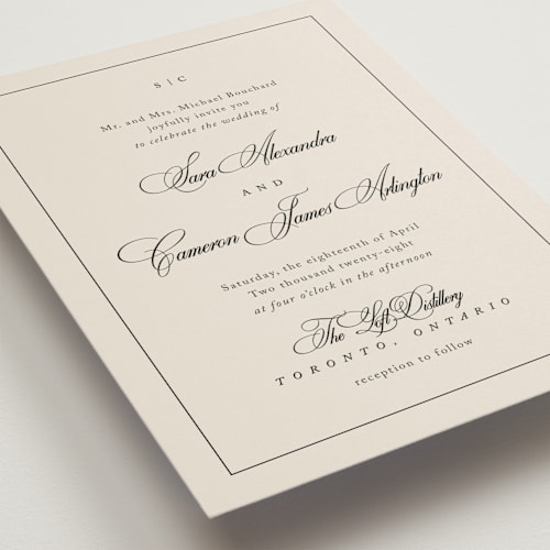 This is a linen wedding invitations with standard by Kelly Schmidt called greenwood printing on signature in standard