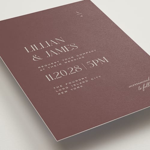 This is a fig wedding invitations with standard by Heather Cairl called clarity printing on signature in standard