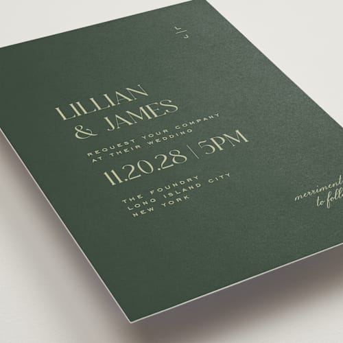 This is a forest wedding invitations with standard by Heather Cairl called clarity printing on signature in standard