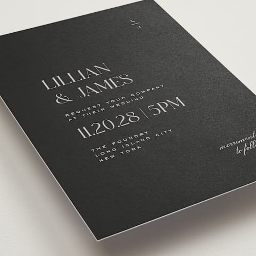 This is a ink wedding invitations with standard by Heather Cairl called clarity printing on signature in standard