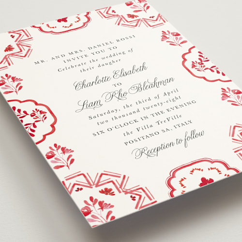 This is a scarlet wedding invitations with standard by Itsy Belle Studio called almafi printing on signature in standard