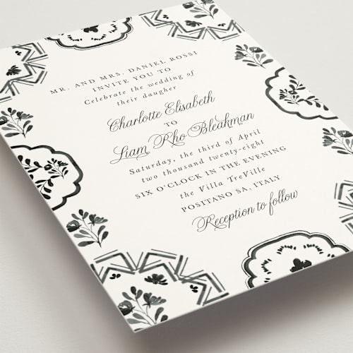 This is a ebony wedding invitations with standard by Itsy Belle Studio called almafi printing on signature in standard