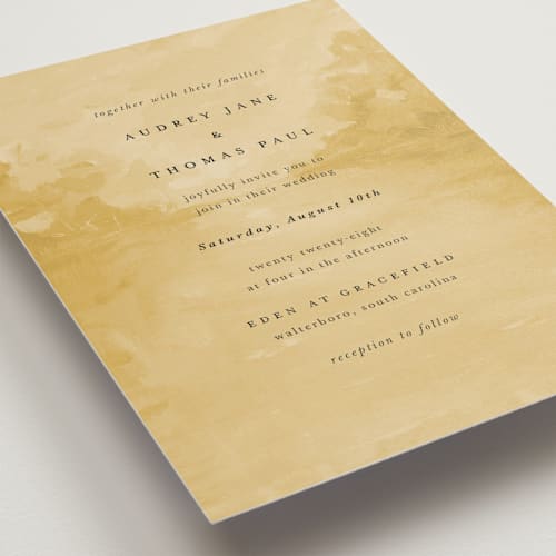 This is a sunrise wedding invitations with standard by Lindsay Megahed called silhouette printing on signature in standard