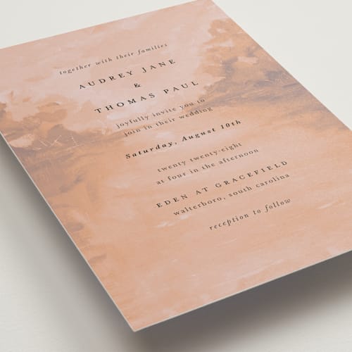 This is a blush wedding invitations with standard by Lindsay Megahed called silhouette printing on signature in standard