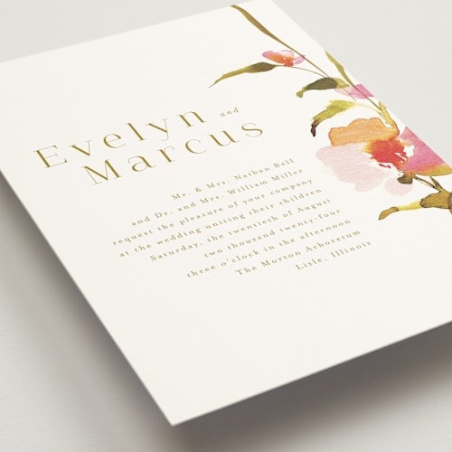 This is a blossom wedding invitations with standard by Angela Marzuki called colorwash floral printing on signature in standard