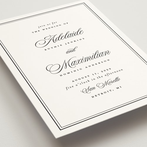 This is a midnight wedding invitations with standard by Ellen Schlegelmilch called museo printing on signature in standard