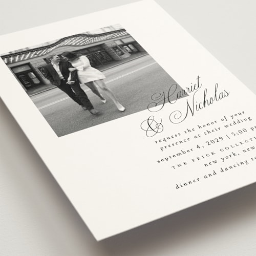 This is a noir slate wedding invitations with standard by Ana de Sousa called written with love printing on signature in standard