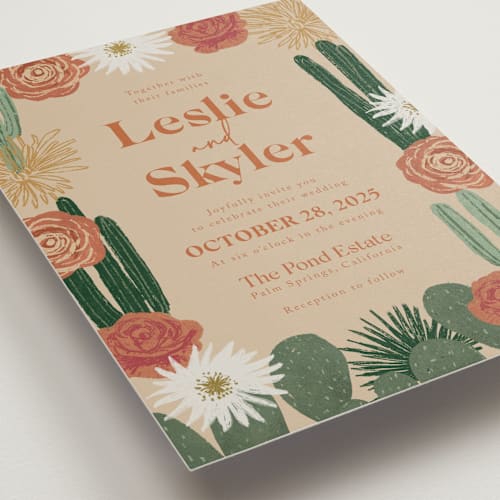 This is a sand wedding invitations with standard by Cass Loh called boho desert printing on signature in standard