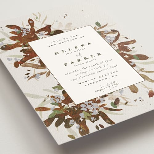 This is a fall wedding invitations with standard by Grace Kreinbrink called fall flurry printing on signature in standard