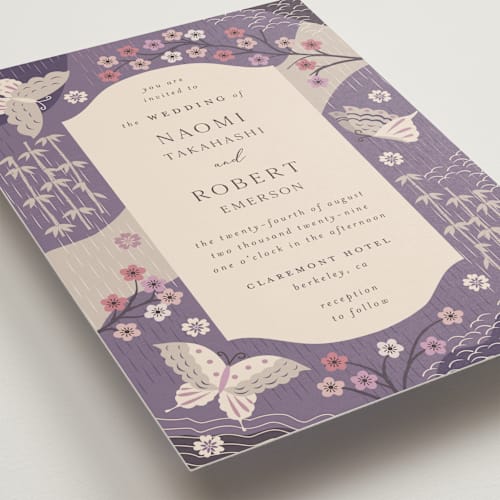 This is a amethyst wedding invitations with standard by Jennifer Holbrook called japanese textile printing on signature in standard