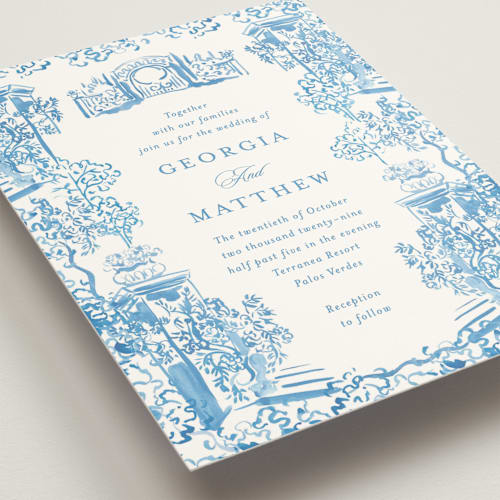 This is a wedgewood wedding invitations with standard by Becky Nimoy called gates and pillars printing on signature in standard