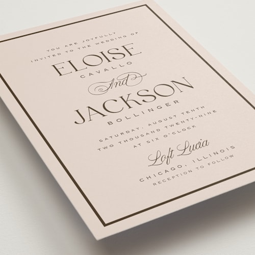 This is a vanilla bean wedding invitations with standard by Laura Hankins called galleria printing on signature in standard