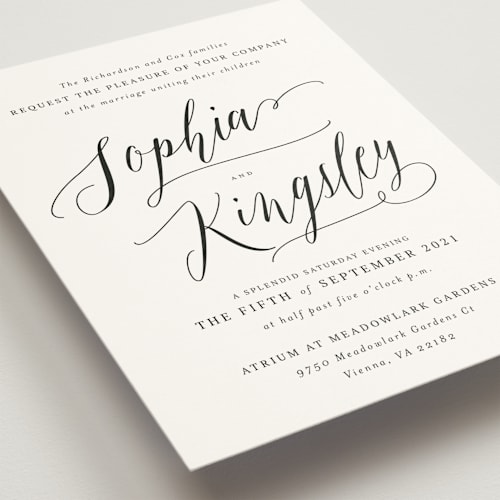 This is a cream wedding invitations with standard by Design Lotus called nothing compares to you printing on signature in standard