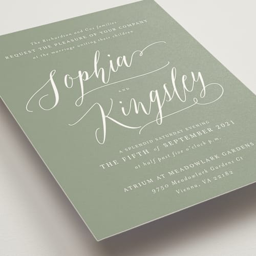 This is a lichen wedding invitations with standard by Design Lotus called nothing compares to you printing on signature in standard