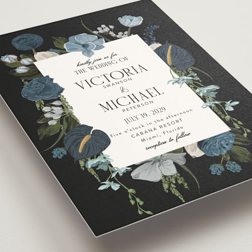 This is a sapphire wedding invitations with standard by Susan Moyal called romantics printing on signature in standard