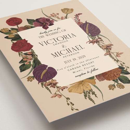 This is a copper wedding invitations with standard by Susan Moyal called romantics printing on signature in standard