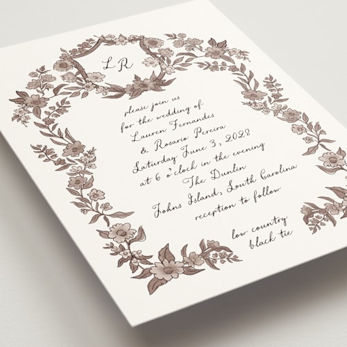 This is a siena wedding invitations with standard by Chris Griffith called a wedding in low country printing on signature in standard