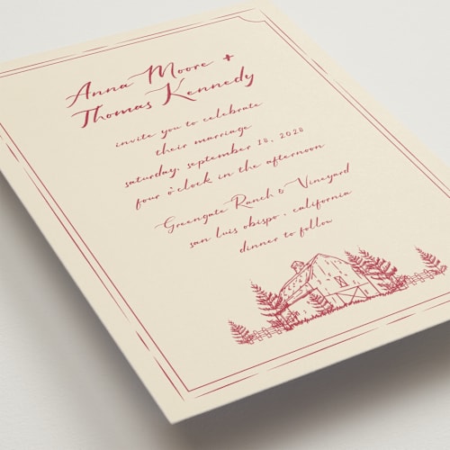 This is a crimson wedding invitations with standard by Sherley Ferreira called southern soul printing on signature in standard