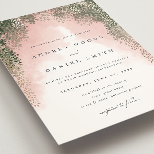 This is a blush wedding invitations with standard by Cass Imagines called veil sweet printing on signature in standard