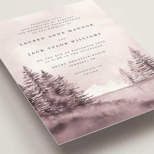 This is a magenta wedding invitations with standard by Petra Kern called montagna printing on signature in standard