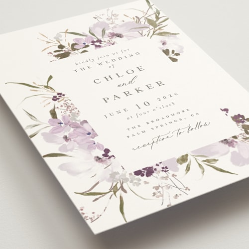 This is a lilac wedding invitations with standard by Grace Kreinbrink called meadow burst printing on signature in standard