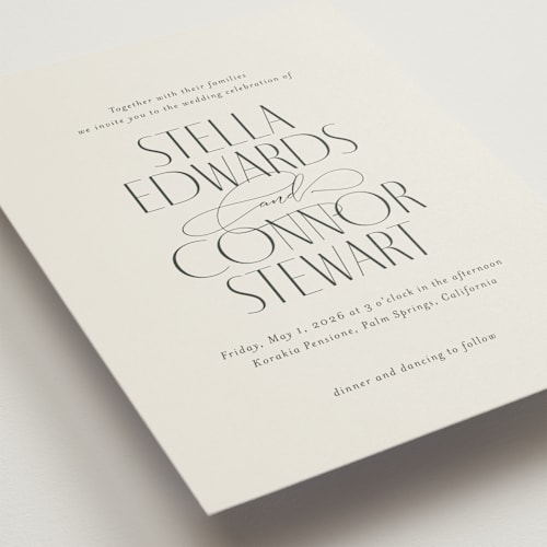 This is a porcelain wedding invitations with standard by Jennifer Postorino called unity printing on signature in standard