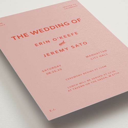 This is a mauve wedding invitations with standard by Studio Suku called courthouse printing on signature in standard