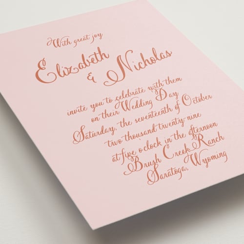 This is a sherbert sunset wedding invitations with standard by Design Lotus called lavender dreams printing on signature in standard