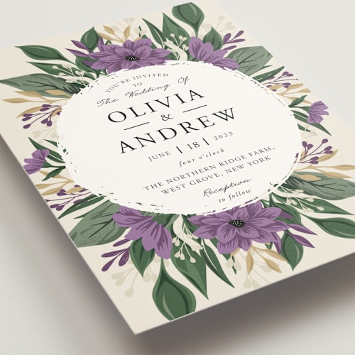This is a hydrangea wedding invitations with standard by Oma N. Ramkhelawan called ophelia's garden printing on signature in standard