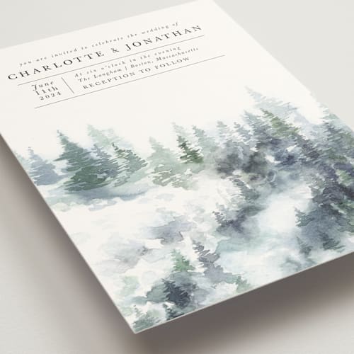 This is a rain wedding invitations with standard by Anne Kostecki called painted woods printing on signature in standard
