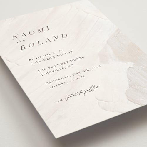 This is a cream wedding invitations with standard by Hooray Creative called neutrality printing on signature in standard