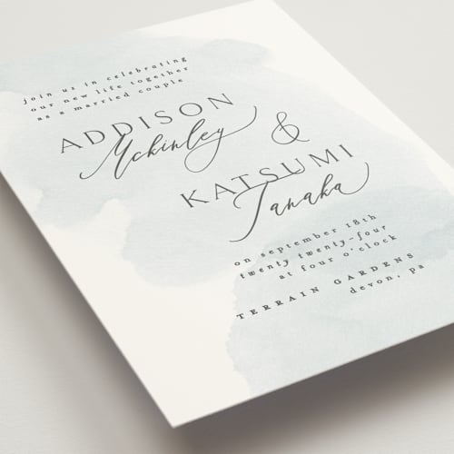 This is a sky wedding invitations with standard by Everett Paper Goods called softly layered printing on signature in standard