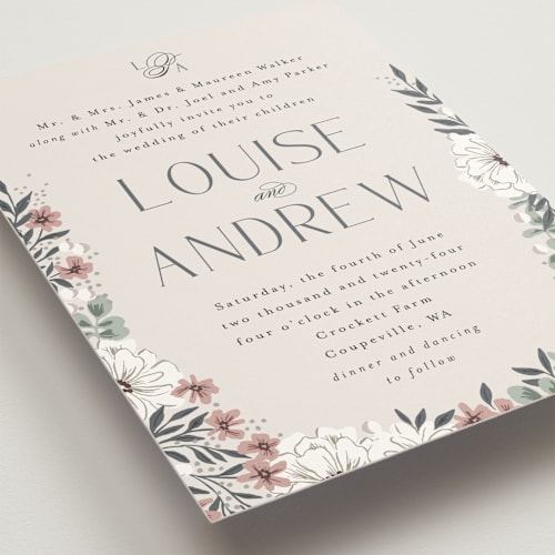 This is a linen wedding invitations with standard by Alethea and Ruth called illuminated storybook printing on signature in standard