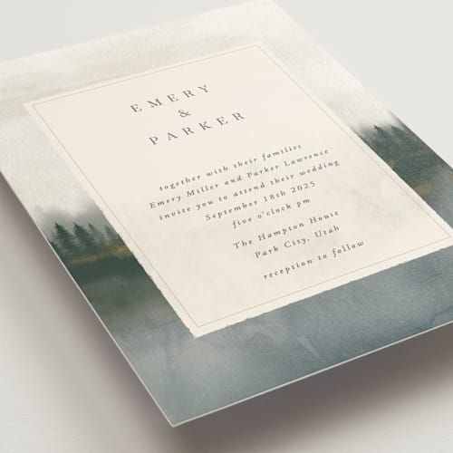 This is a natural wedding invitations with standard by Robert and Stella called lakefront printing on signature in standard