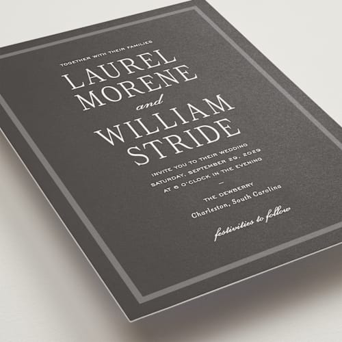 This is a mist wedding invitations with standard by Sara Hicks Malone called dewberry printing on signature in standard