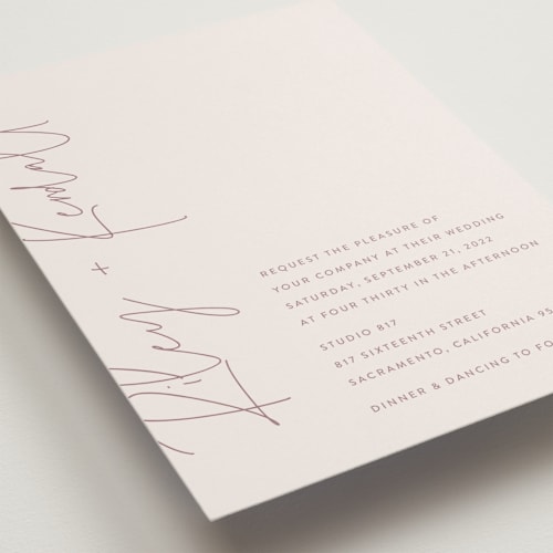 This is a blush wedding invitations with standard by JoAnn Jinks called printed printing on signature in standard