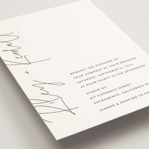 This is a emerald wedding invitations with standard by JoAnn Jinks called printed printing on signature in standard