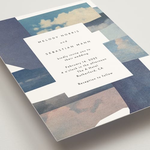 This is a daylight wedding invitations with standard by Sumak Studio called sky poetry printing on signature in standard