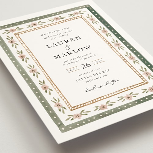 This is a garden wedding invitations with standard by leslie hamer called americana printing on signature in standard