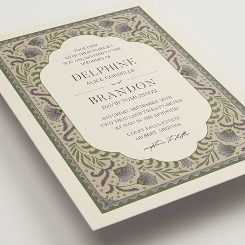 This is a amethyst wedding invitations with standard by Jen Owens called century printing on signature in standard