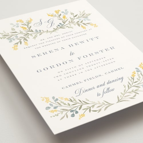 This is a spring wedding invitations with standard by Petra Kern called monogrammed printing on signature in standard