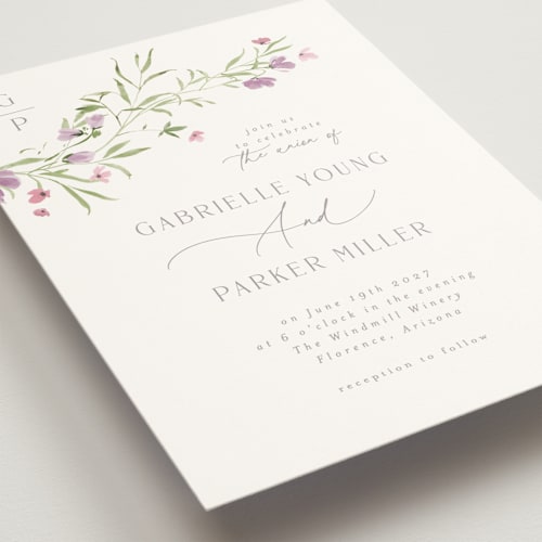 This is a azalea wedding invitations with standard by Everett Paper Goods called sweeping meadow printing on signature in standard