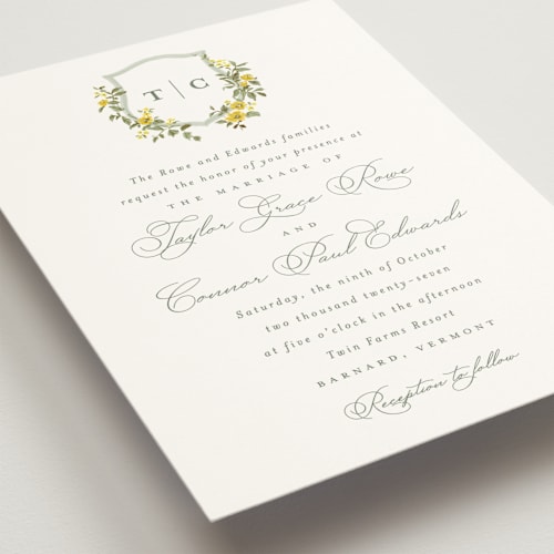 This is a dandelion wedding invitations with standard by Everett Paper Goods called foliage crest printing on signature in standard