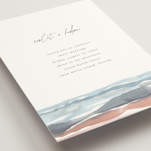 This is a beachy wedding invitations with standard by Pixel and Hank called waves printing on signature in standard