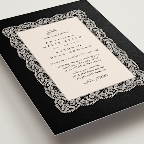 This is a midnight wedding invitations with standard by Erica Krystek called chantilly printing on signature in standard