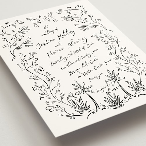 This is a porcelain wedding invitations with standard by Ani Somi called sundaland gardens printing on signature in standard