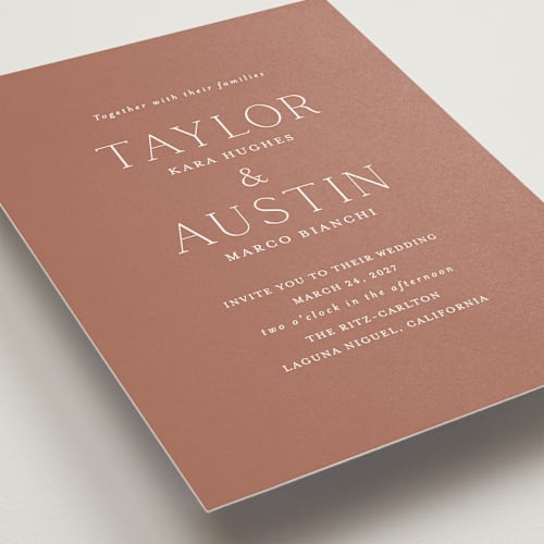 This is a spice wedding invitations with standard by Vanessa Doyle called in love printing on signature in standard