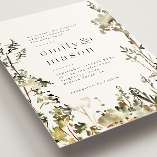 This is a evergreen wedding invitations with standard by Petra Kern called we walk together printing on signature in standard