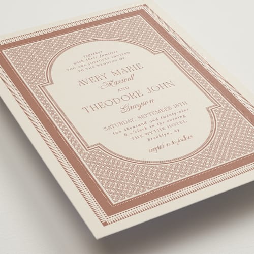 This is a cappuccino wedding invitations with standard by Kelly Watkins called literary printing on signature in standard